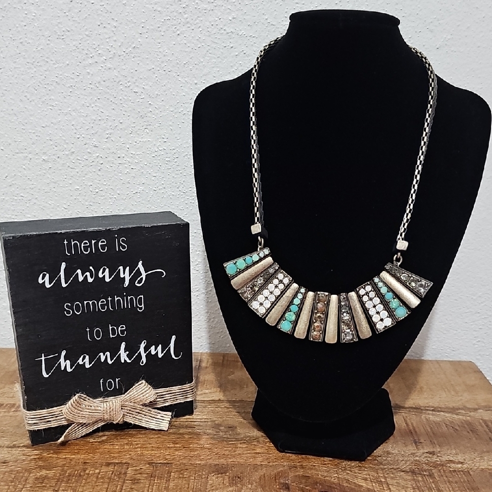 Lydell NYC Chic Brass and Turquoise Necklace